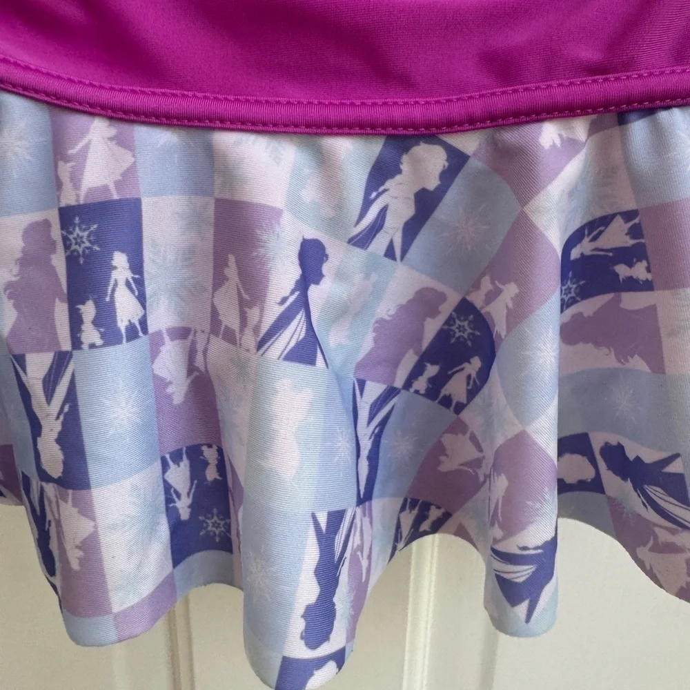 NWOT 3T Girls Purple Disney Frozen Elsa & Anna Bikini Skirt Swim Bathingsuit